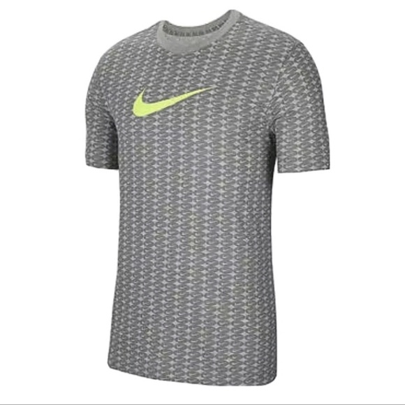 Nike Shirts Nike Alloverprint Gray Oval Swoosh Neon Yellow The Nike